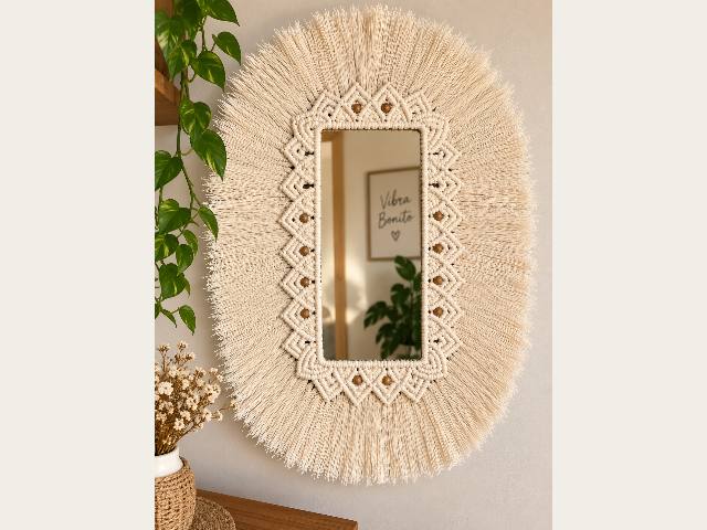 espejo mural- MACRAME