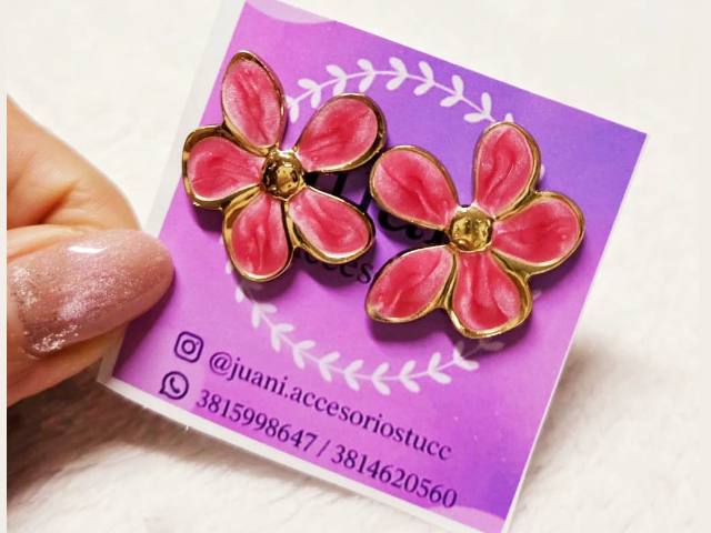 Aros Flor Fucsia