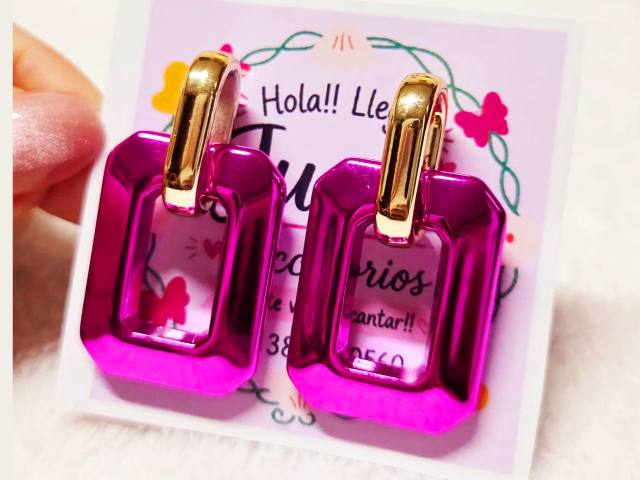 Aros Rectangulos fucsia