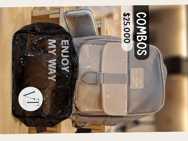 Combo mochila más billetera más neceser