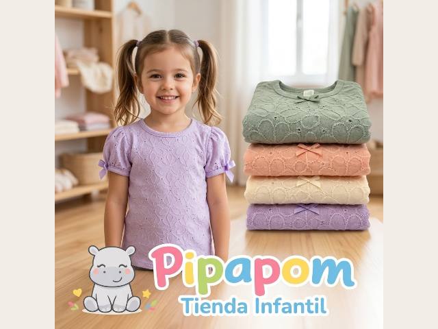 Remera broderie con moños