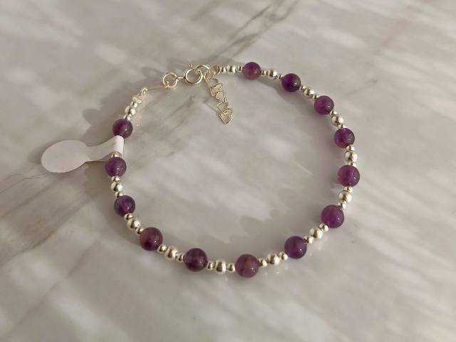 Pulsera plata 925 y piedra natural Amatista