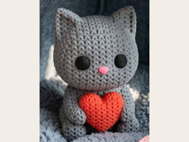 Gato de punto con corazon