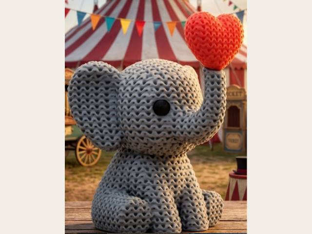 Elefante de punto con corazon