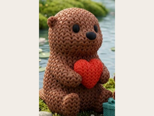 Nutria de punto con corazon