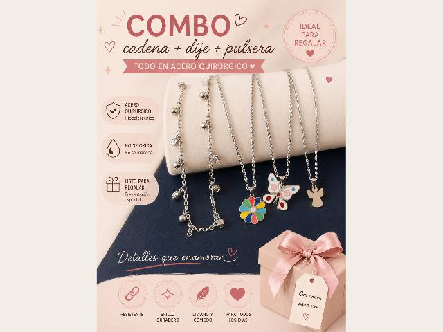 Cadena + dije + pulsera