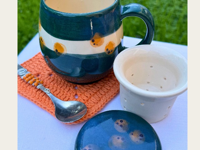 Set individual, taza, cucharita y difusor