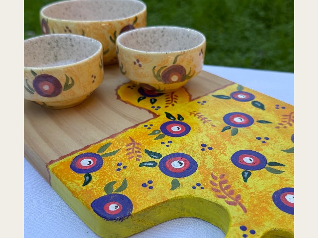 Set tabla de madera con bowls