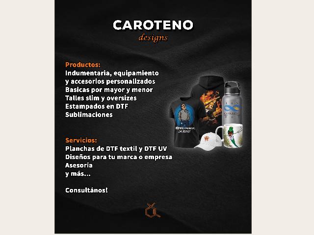 CAROTENO DISEÑOS 🟠 Indumentaria, cartelería y diseño personalizados
